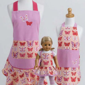 Mother and Daughter Butterfly Pink Apron Set NEW